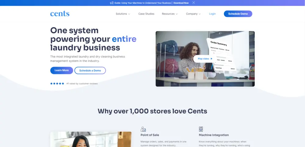 screenshot of cents landing page